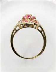 14k 3.8g Solid Yellow Gold Synthetic Spinel Swirl Bouquet Diamond Ring Size-7